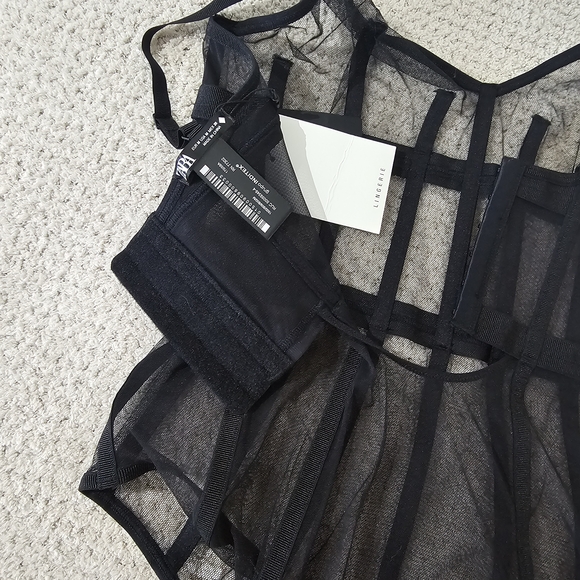 NWT ZARA Sheer Mesh Strappy Bodysuit – Size M - Picture 12 of 15